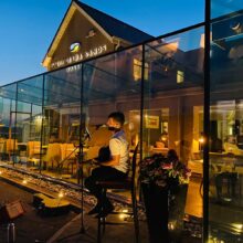 Brian Sings outside Hotel Glass Room